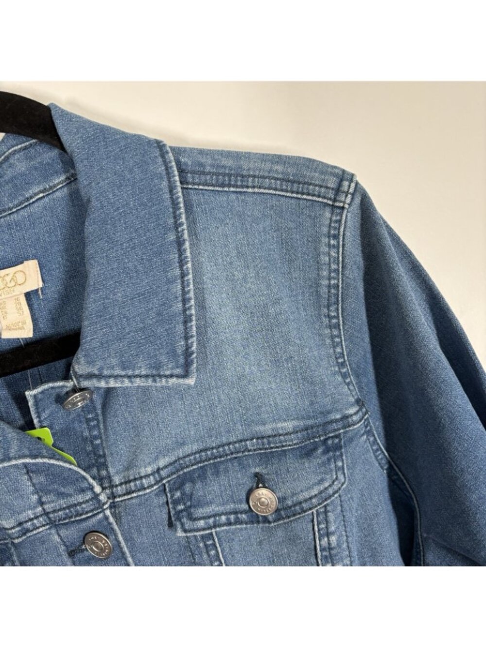 LOGO Lavish By Lori Goldstein Women 16 Blue Patchwork Denim Jean Jacket NWT - Picture 6 of 12